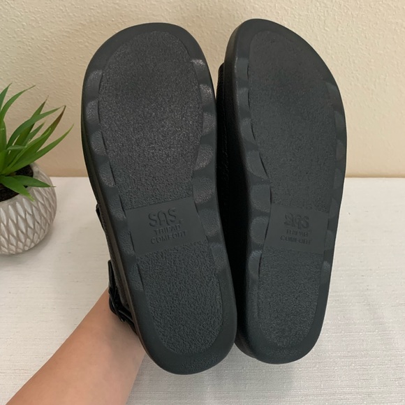 SAS Black Leather Relaxed Heel Strap Sandals Woman’s 11.5N(Narrow) - Picture 12 of 13